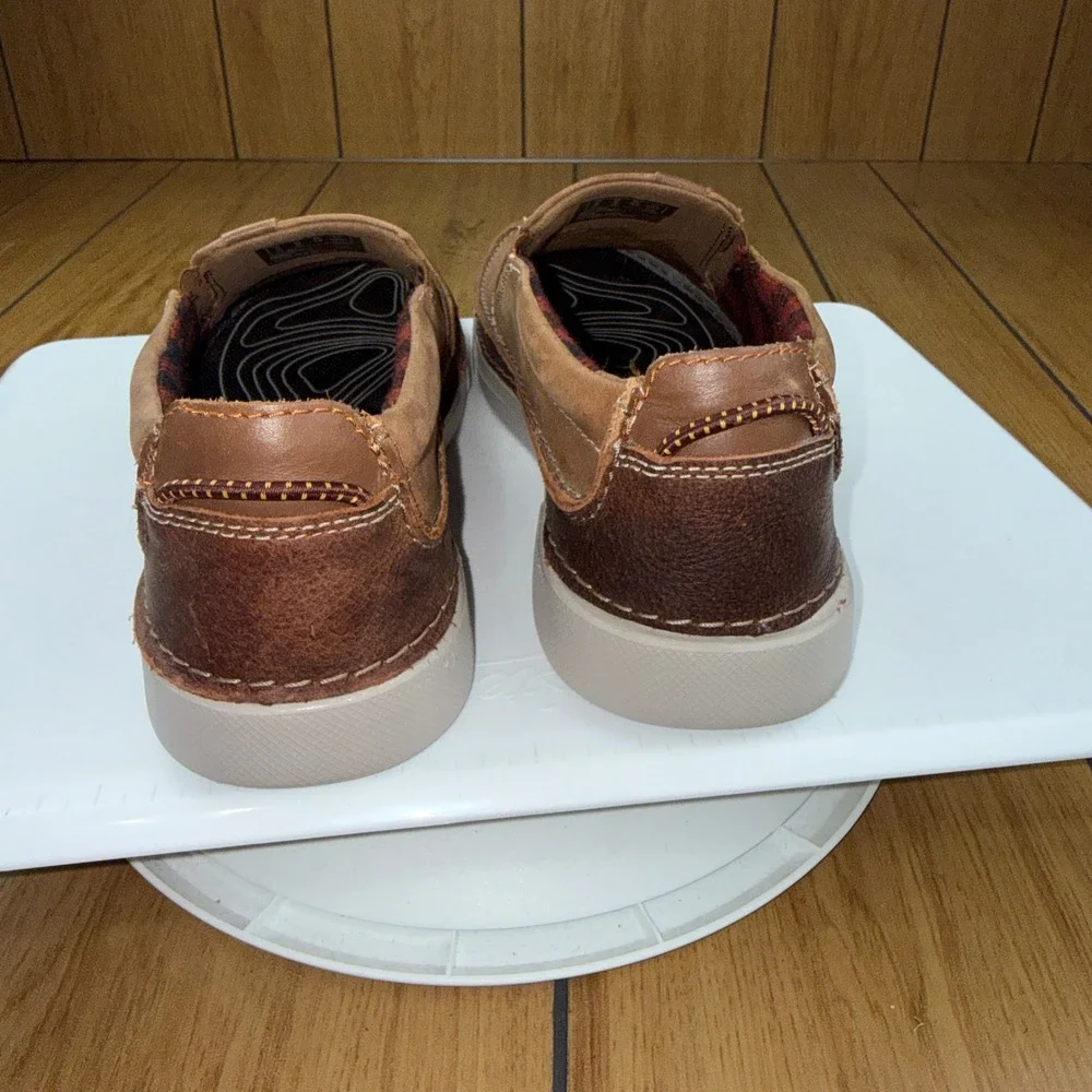 Clarks Men's Gereld Step Slip On loafer shoes Tan leather Size 9 W Boat